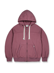 1930年代作業服風デザインの360g裏起毛コットン製フルジップパーカー。アイボリー紐とYKKダブルジッパー、三角リブ袖口が特徴。