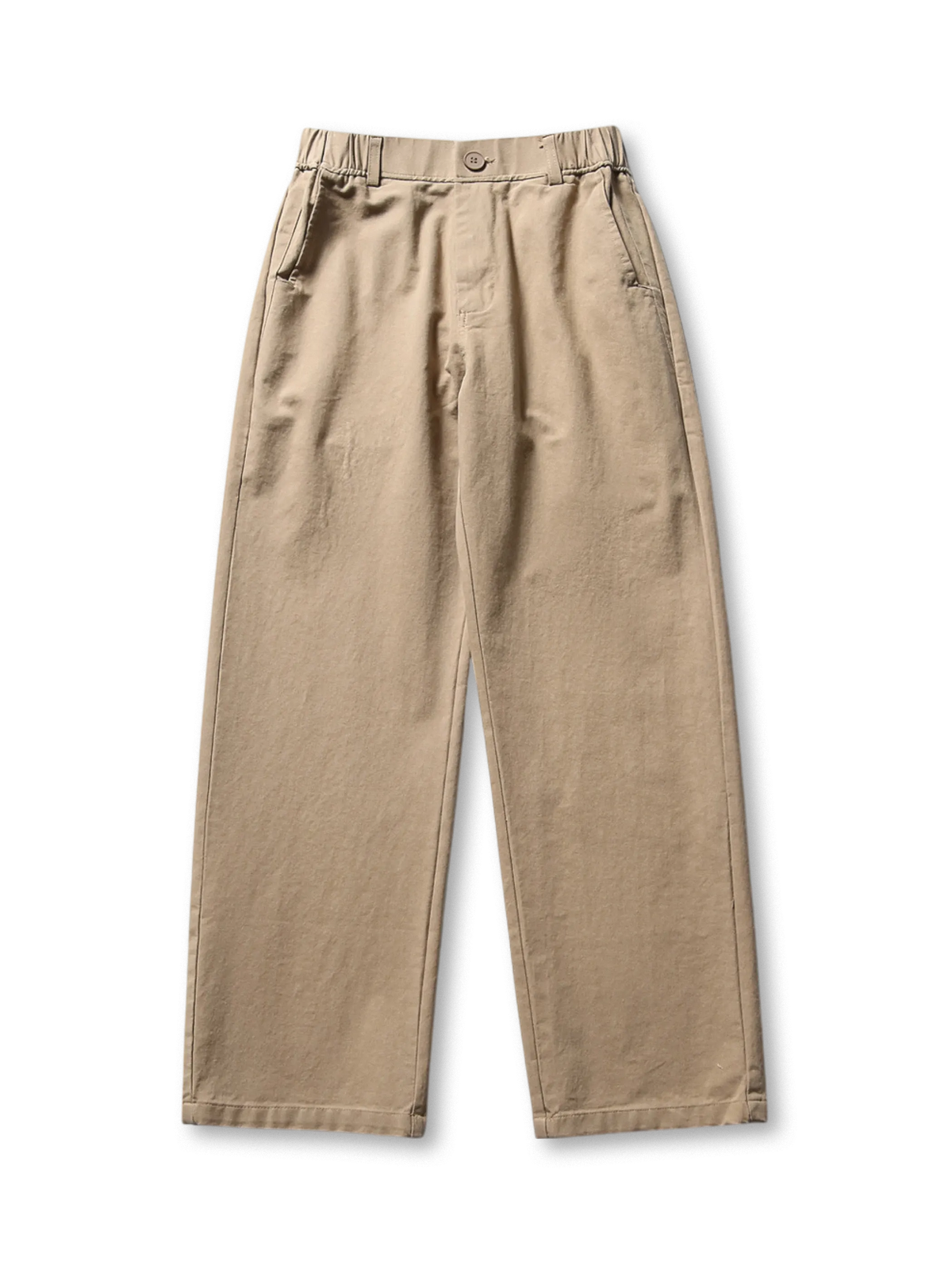 ウォッシュ加工と直筒シルエットが特徴のヴィンテージ風コットンカジュアルパンツ