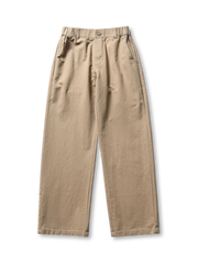 ウォッシュ加工と直筒シルエットが特徴のヴィンテージ風コットンカジュアルパンツ