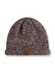 グレーとブラウンのツートーンが特徴のヴィンテージ風ニットビーニー。