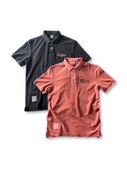 ウォッシュ加工のポリエステル素材と胸刺繍が特徴の軽量速乾ポロシャツ。多用途に活躍するデザイン。