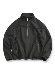 ウォッシュ加工が映えるスタンドカラーハーフジップスウェット