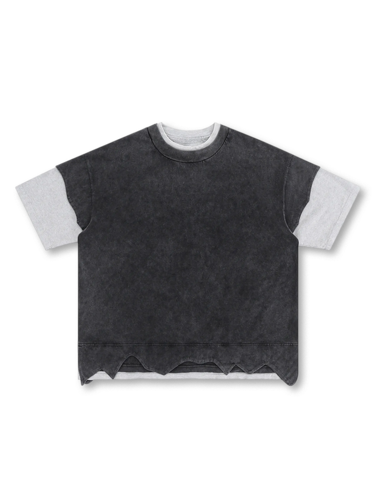 二重構造とクラッシュ裾が特徴の300gヘビーウェイトレイヤードショートスリーブTシャツ
