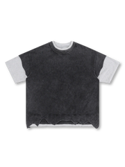 二重構造とクラッシュ裾が特徴の300gヘビーウェイトレイヤードショートスリーブTシャツ