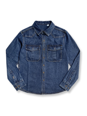 ヴィンテージウォッシュ加工が施されたアメカジ風デニムシャツ