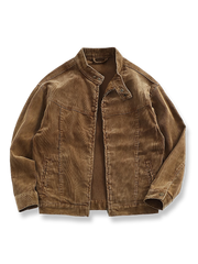 ウォッシュ加工コーデュロイとバイカーカラーが特徴のヴィンテージジャケット。