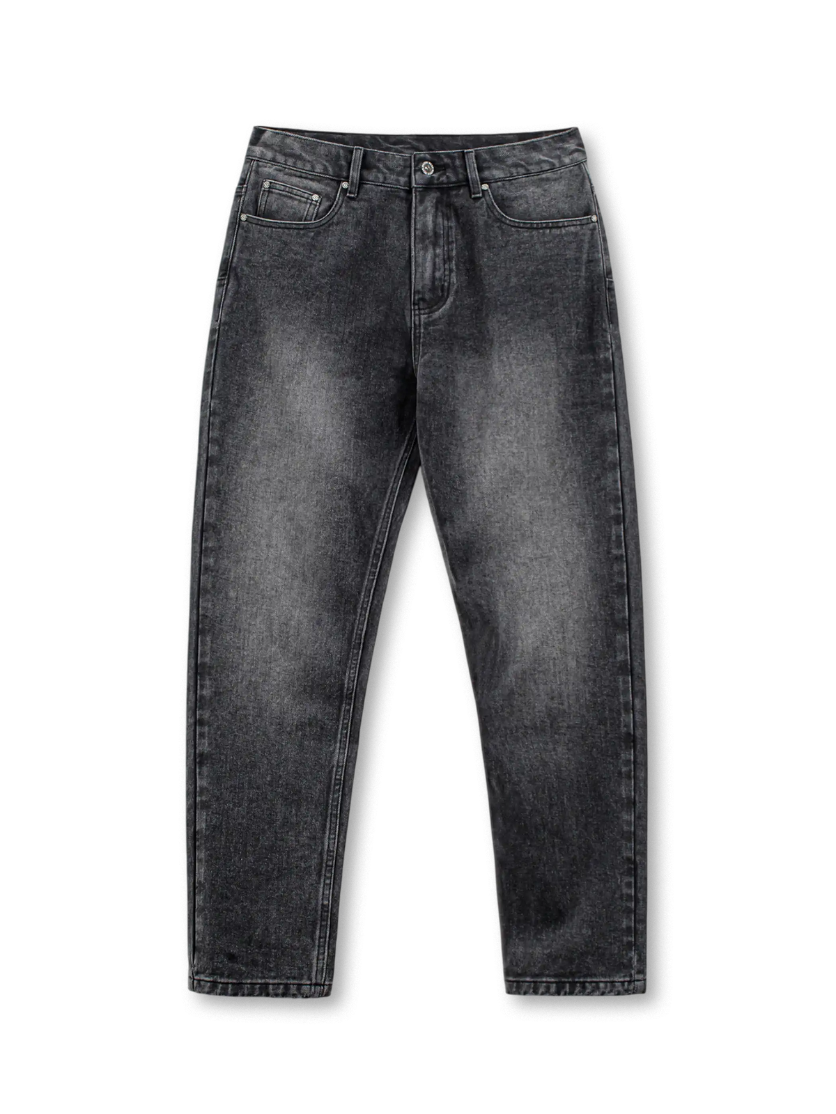 ヴィンテージウォッシュグレーデニムテーパードジーンズ