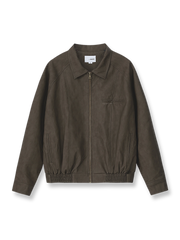 ラグランスリーブとウォッシュドレザーの質感が特徴のヴィンテージライダースジャケットの全体像。