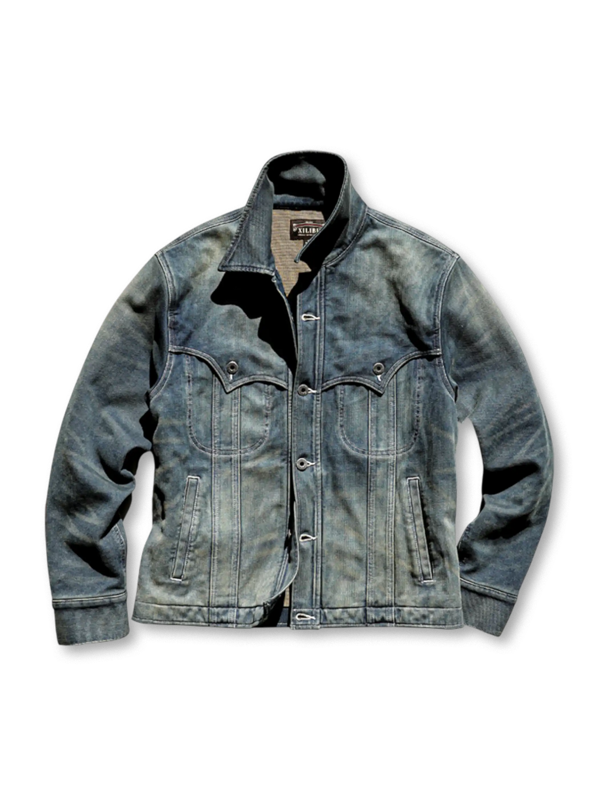 12オンスデニムとウエスタンデザイン、ヴィンテージボタンが特徴の保温性あるデニムジャケット。