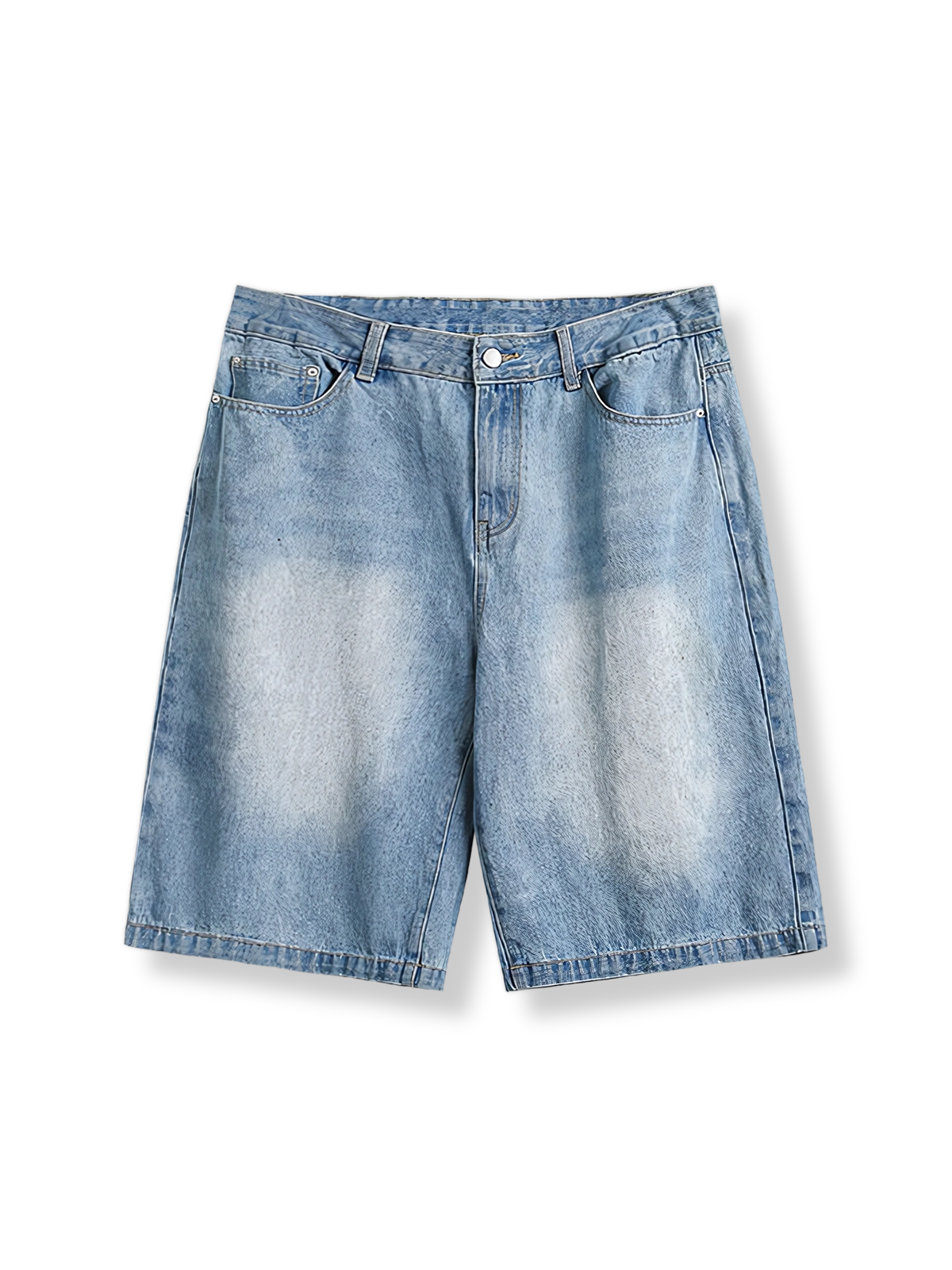 ヴィンテージウォッシュのAラインシルエットワイドデニムハーフパンツ。