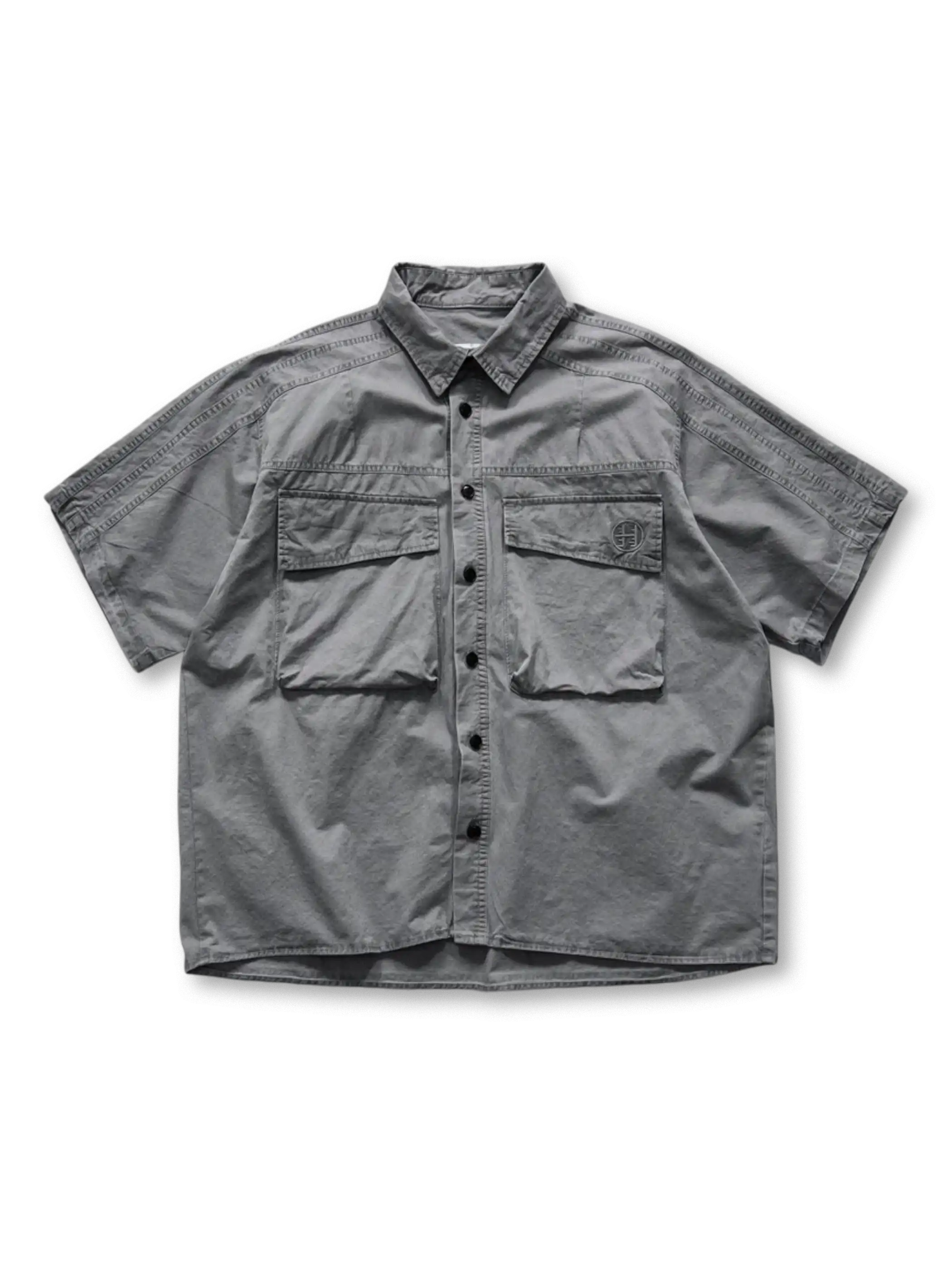 ヴィンテージワークポケットオーバーシャツ全体像（オリーブグリーン、ライトグレー、ネイビーブルー）