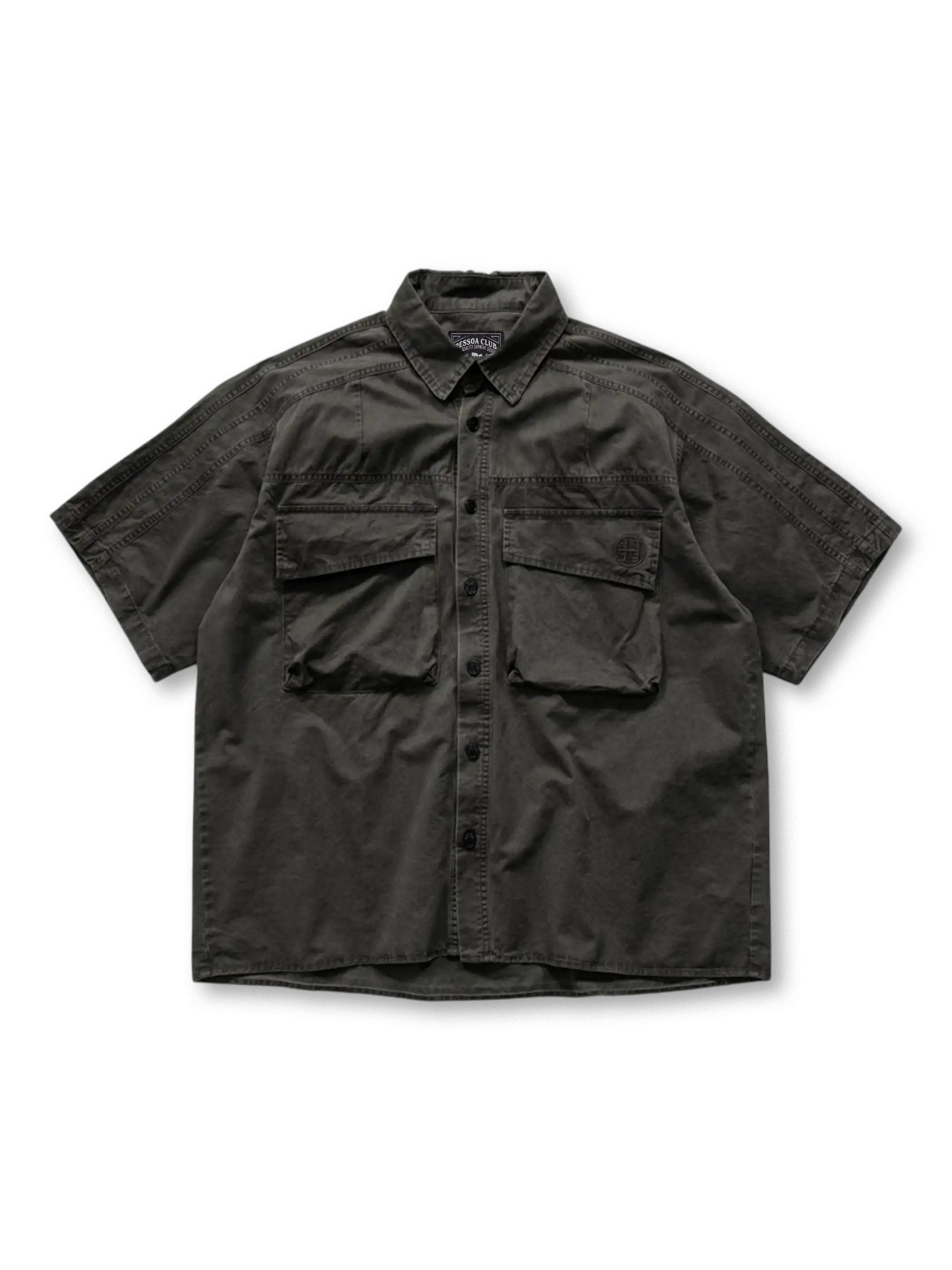 ヴィンテージワークポケットオーバーシャツ全体像（オリーブグリーン、ライトグレー、ネイビーブルー）