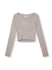 Vネックリブニットセーター