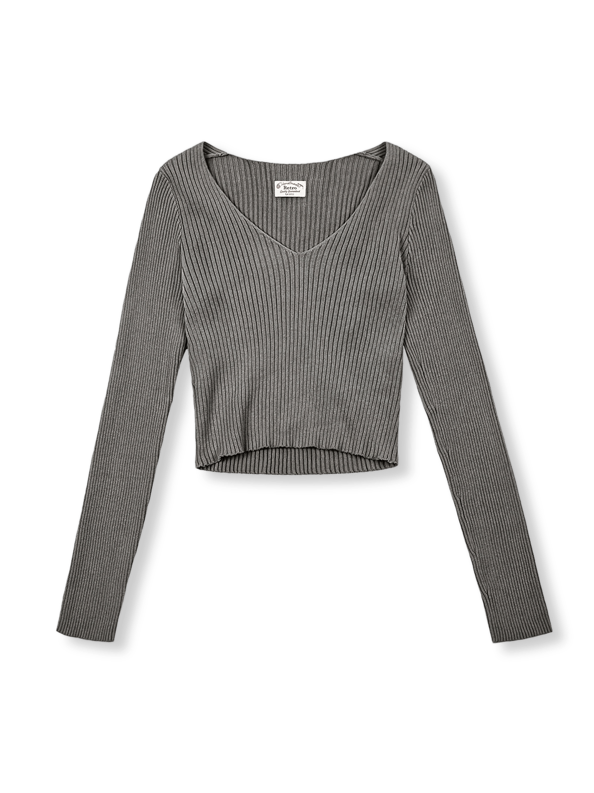 Vネックリブニットセーター