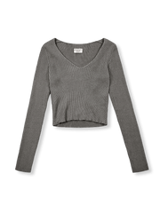 Vネックリブニットセーター