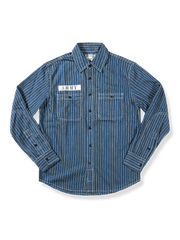 ウォバッシュデニムの細かいドット柄と独特なエイジングが魅力のワークシャツ