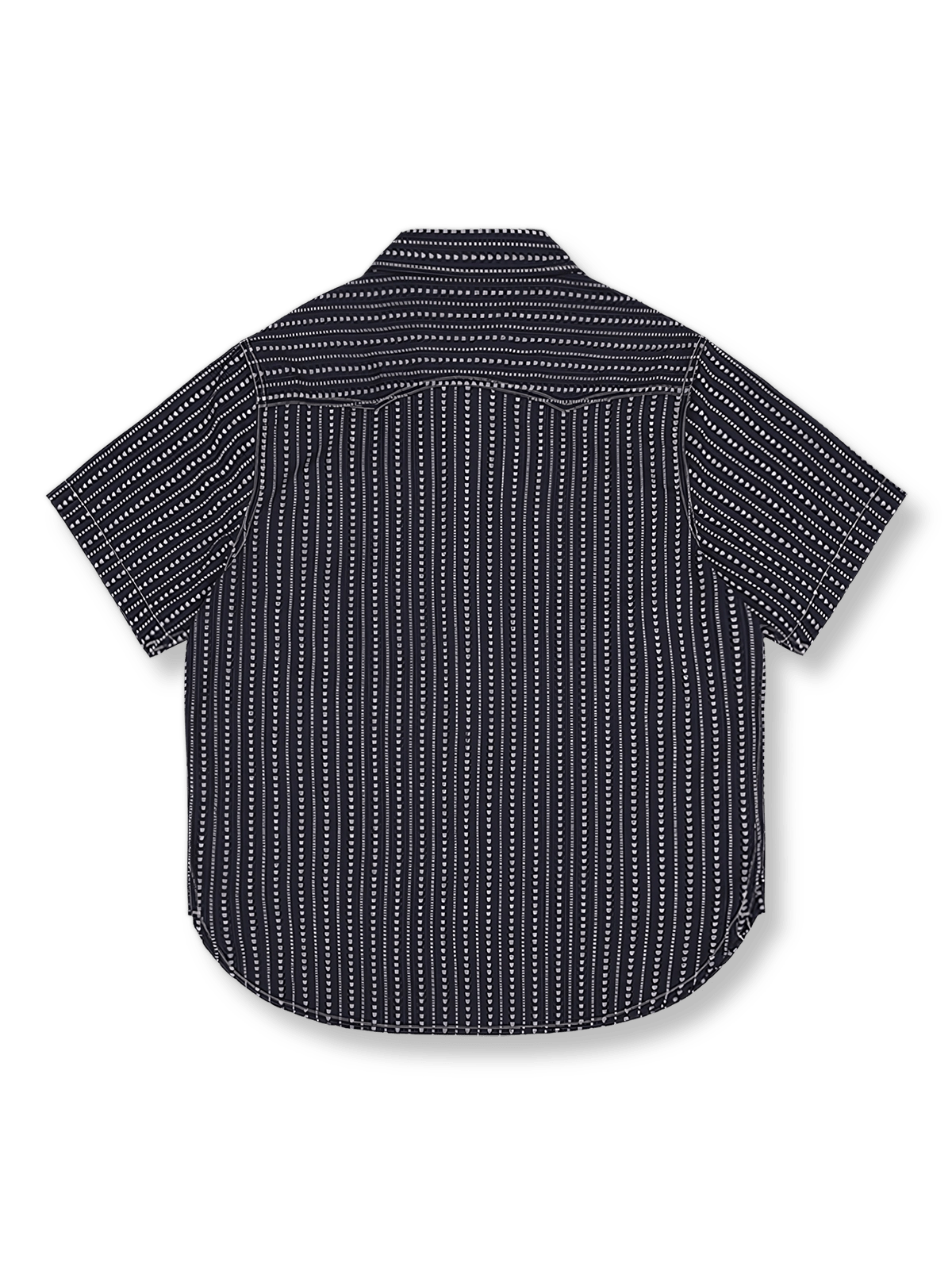 製品画像: インディゴハートパターン抜染リネンコットンWabashワークシャツの全体図