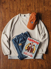 配色ヘム ドローコード付き ワッフル ロングスリーブ