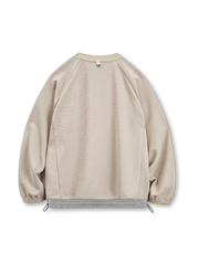 配色ヘム ドローコード付き ワッフル ロングスリーブ