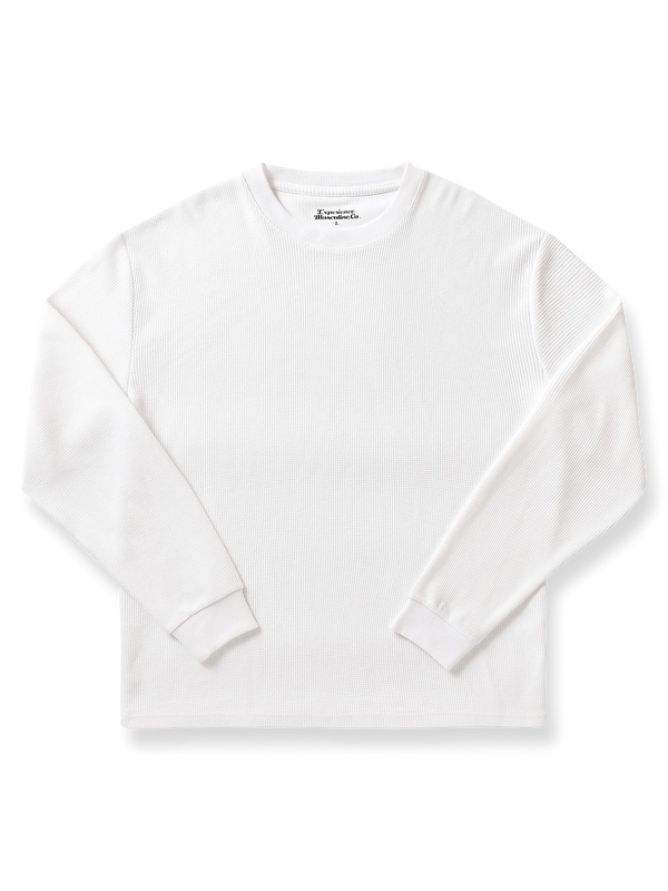 高級感あるワッフル素材のクルーネックカジュアルTシャツ
