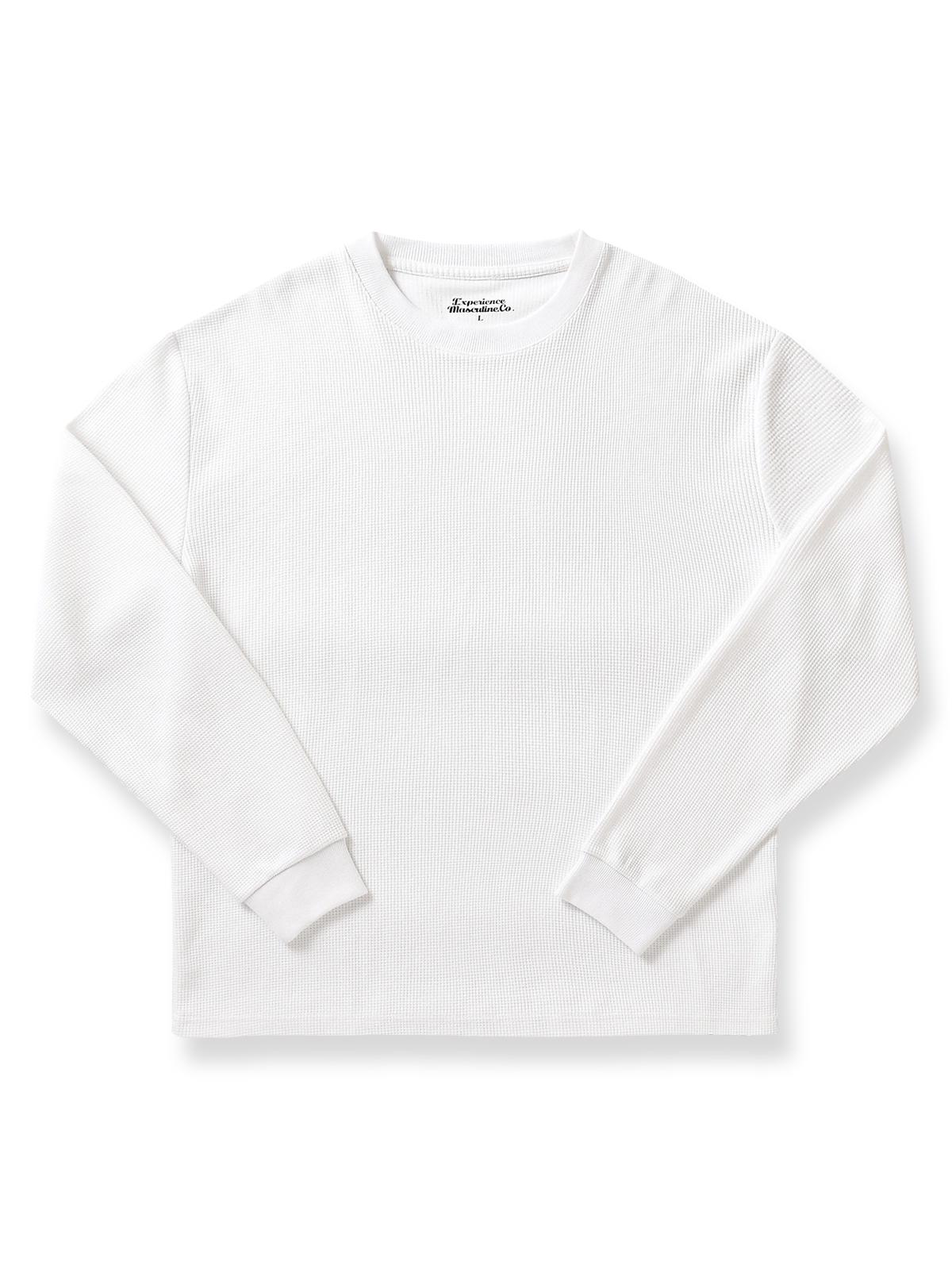 高級感あるワッフル素材のクルーネックカジュアルTシャツ