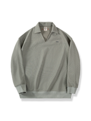 ワッフル編みVネックポロシャツ