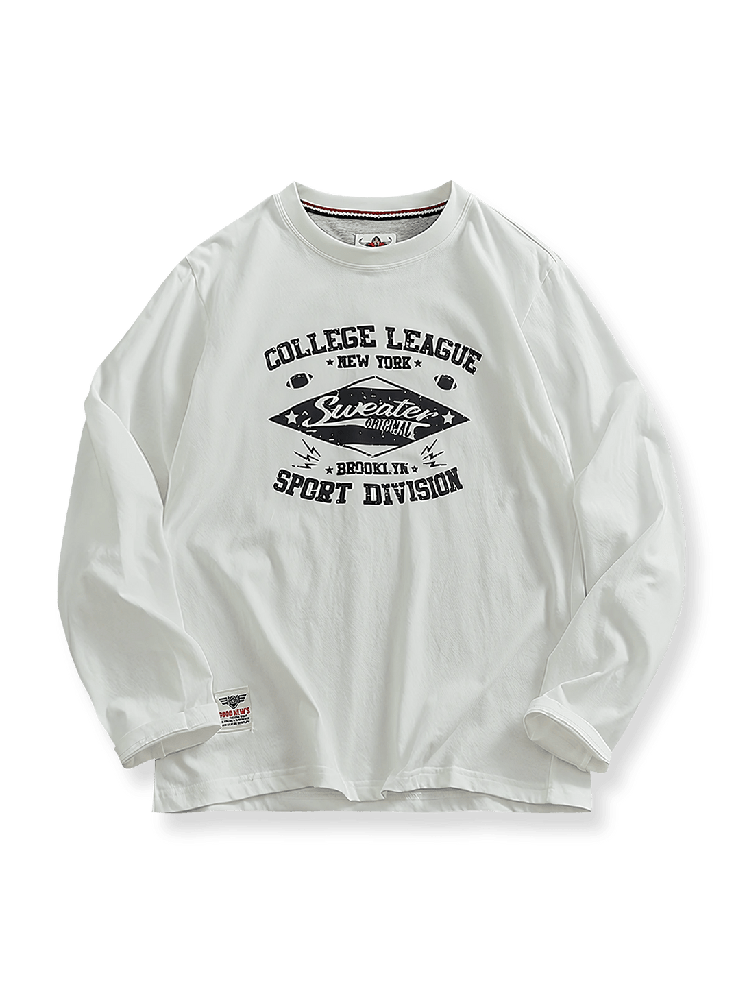 ウォッシュ加工プリント長袖Tシャツ