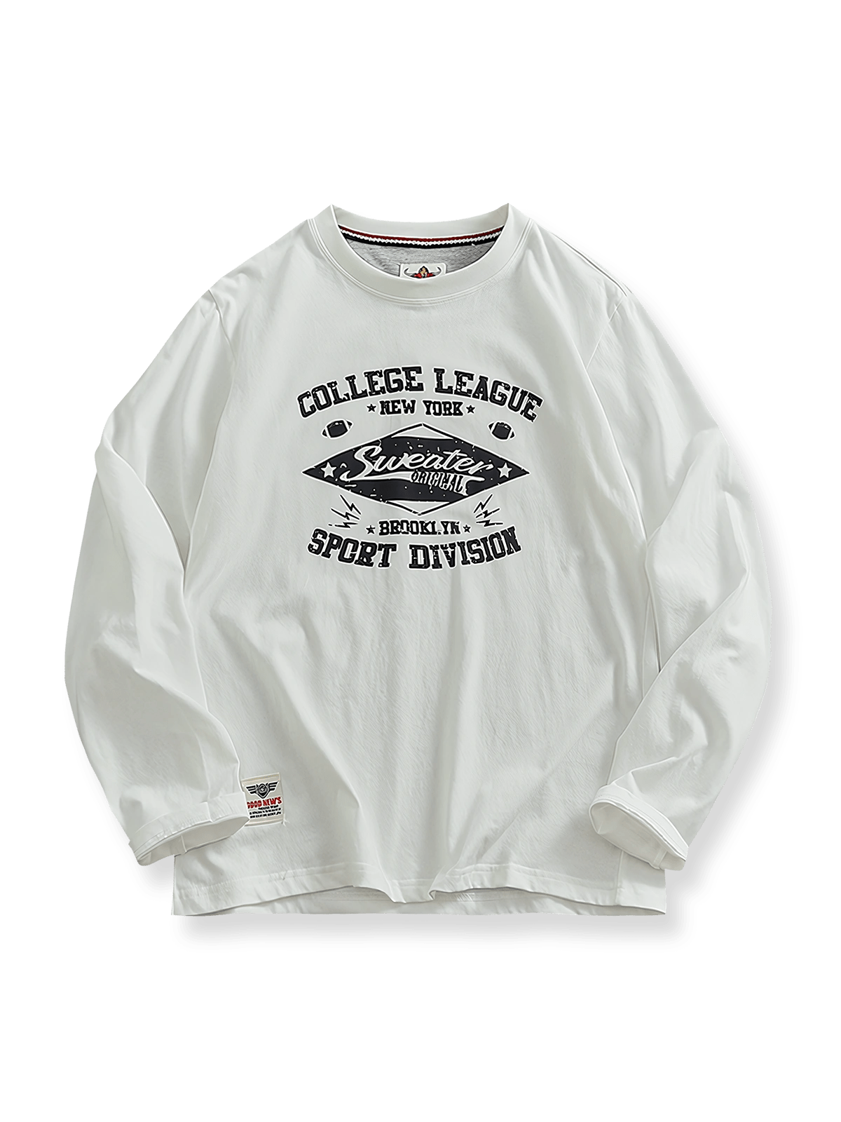 ウォッシュ加工プリント長袖Tシャツ