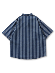 ウォッシュドストライプオープンカラーシャツ