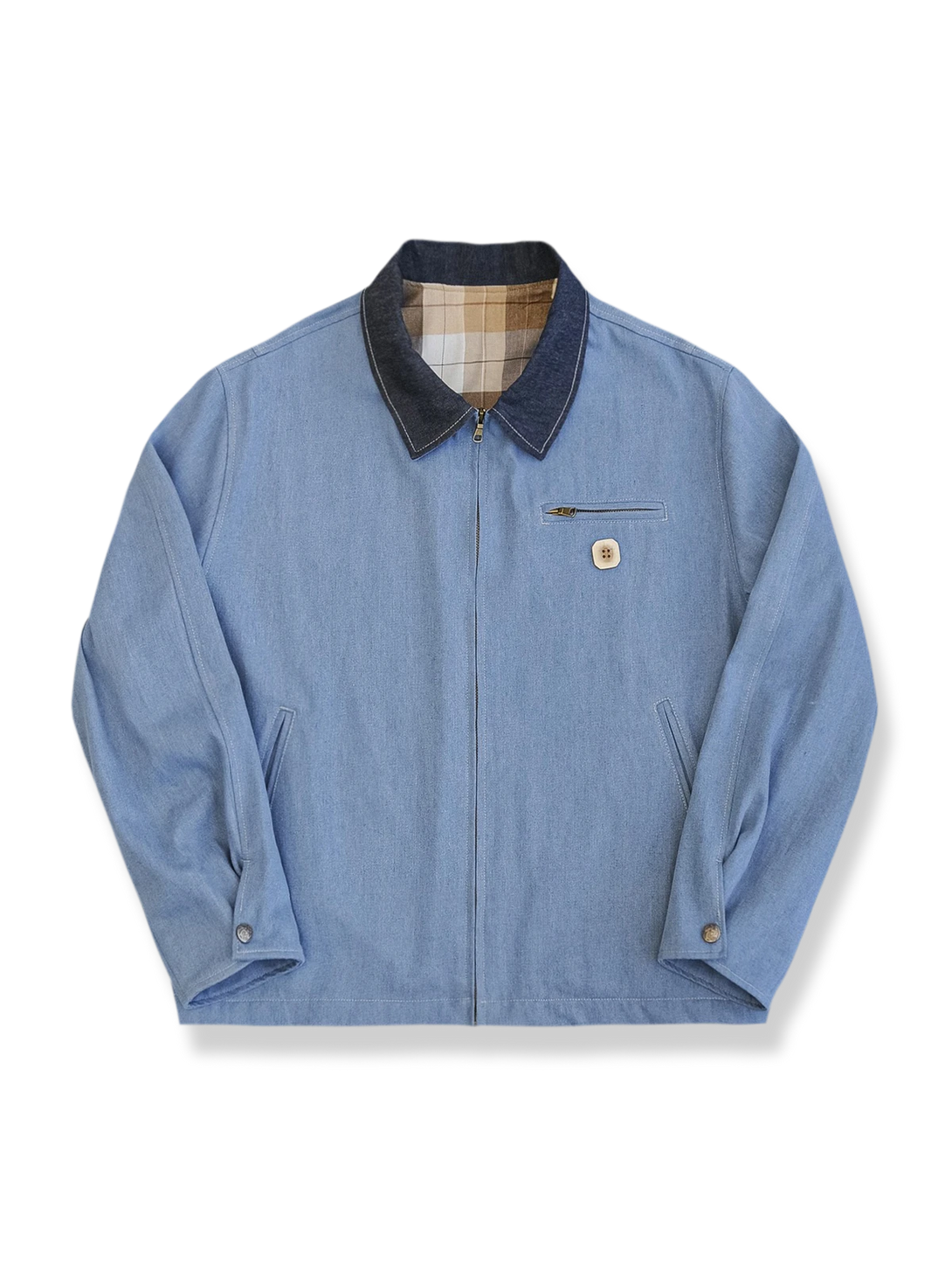 ウォッシュ加工されたデニムのデトロイトジャケット