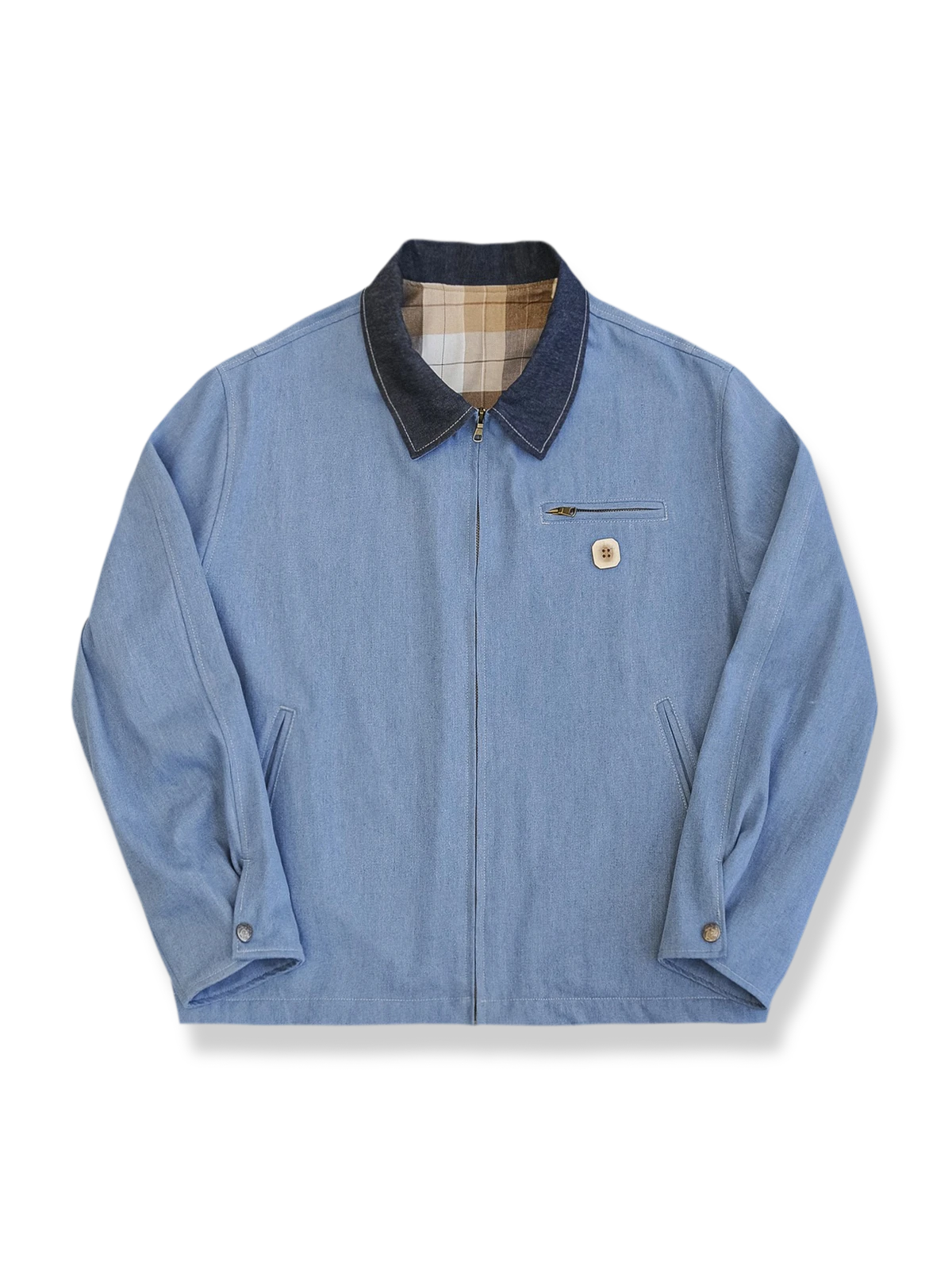 ウォッシュ加工されたデニムのデトロイトジャケット