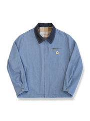 ウォッシュ加工されたデニムのデトロイトジャケット