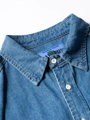 ウォッシュドデニムオープンカラーシャツ