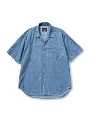 1960～70年代風ウォッシュドデニムのオープンカラーシャツ