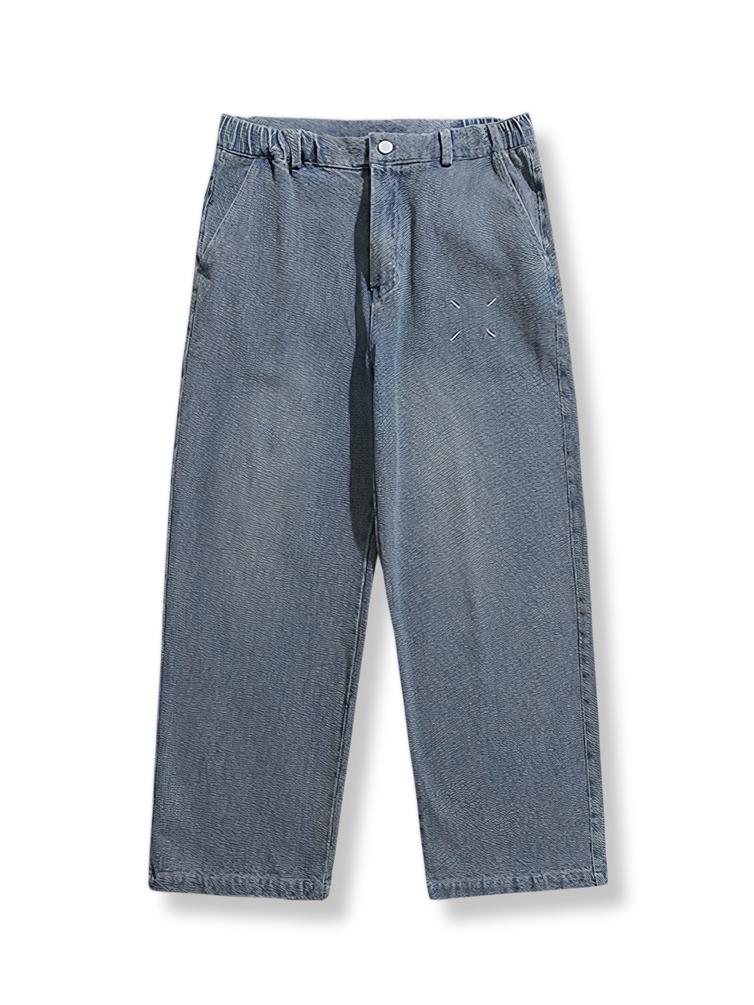  ウォッシュド加工が施されたストレートレッグデニムパンツ