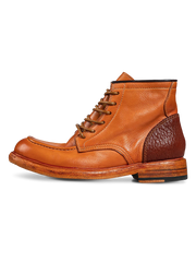 ウォッシュドレザーとコンビヒールを備えたショートブーツ