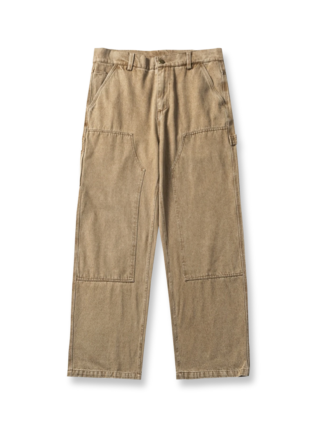 ウォッシュド加工のランバージャック風コットンデニムパンツ
