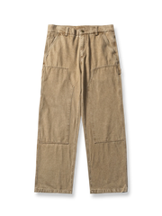 ウォッシュド加工のランバージャック風コットンデニムパンツ