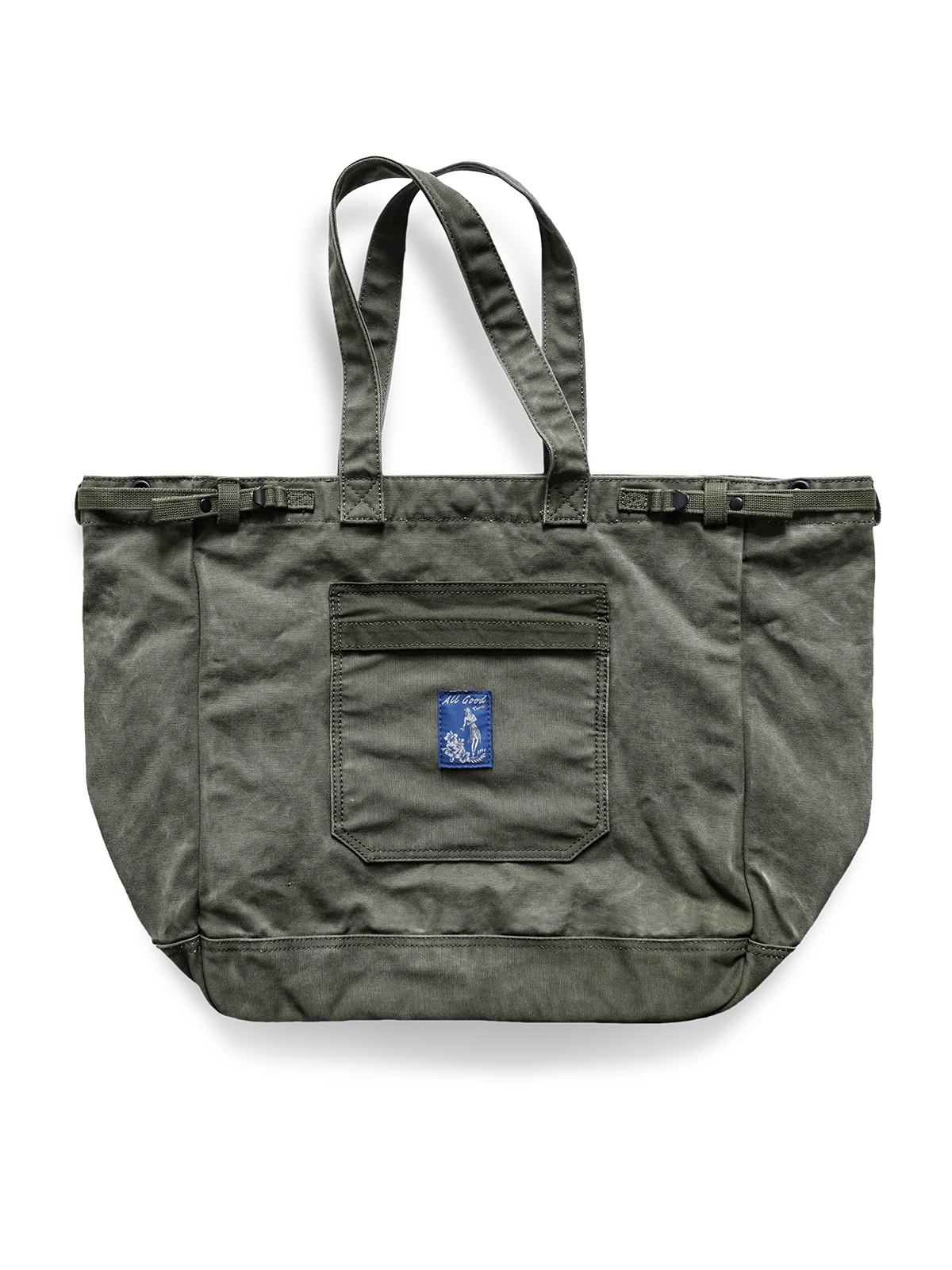 ウォッシュ加工軍事スタイルキャンバストートバッグ、ハワイパターン、調整可能ストラップ、収納力抜群