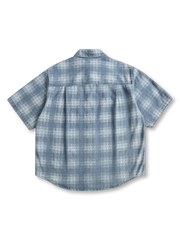 ウォッシュドダブルポケットチェックデニムシャツ全体像