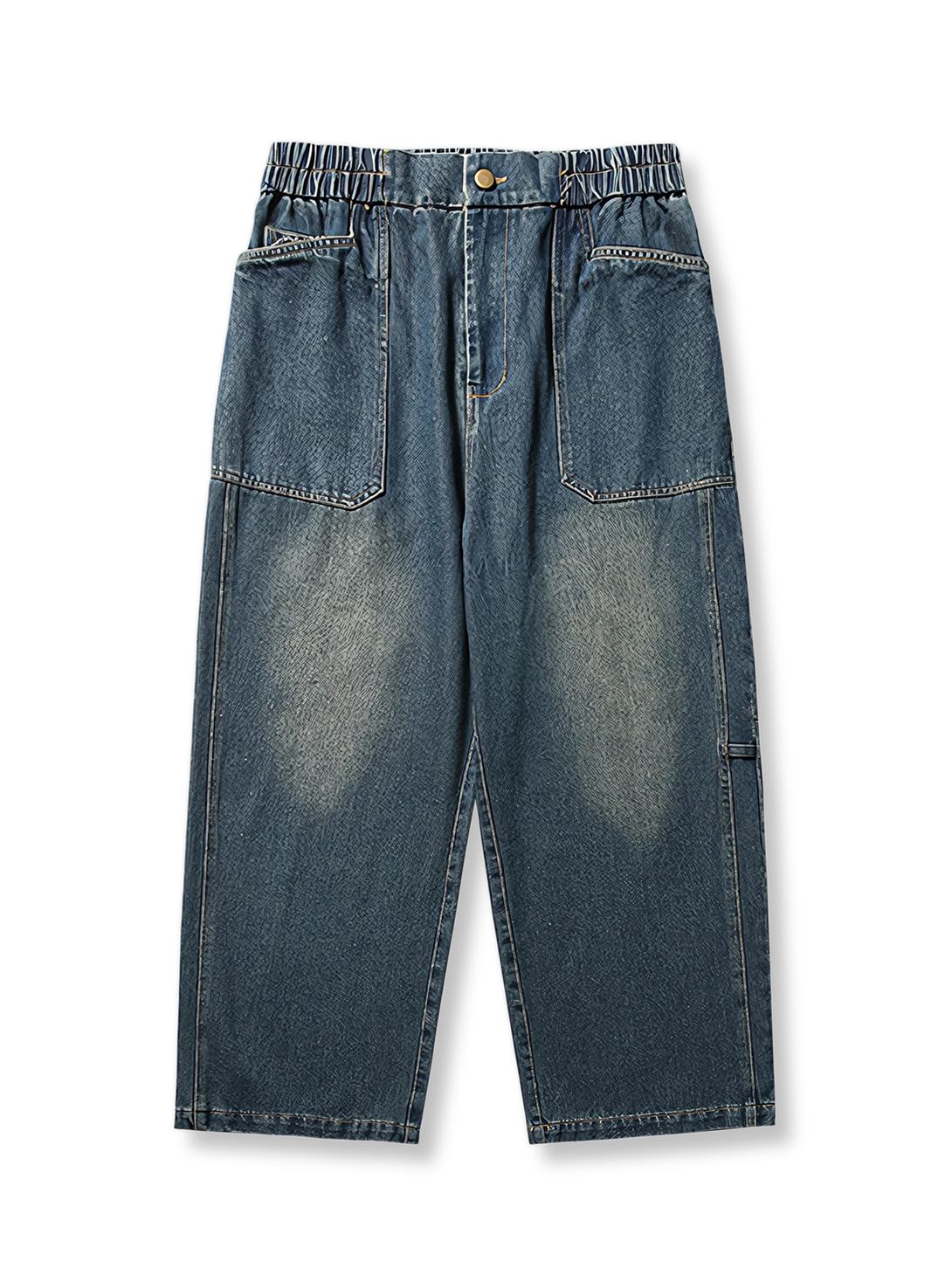 ウォッシュ加工 レトロ ワイド デニムパンツ