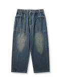 ウォッシュ加工 レトロ ワイド デニムパンツ