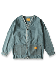 精巧なウォッシュ加工が魅力のVネックデニムジャケット