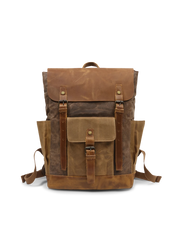 撥水加工キャンバスとレザーを組み合わせた大容量マウンテンバックパック。