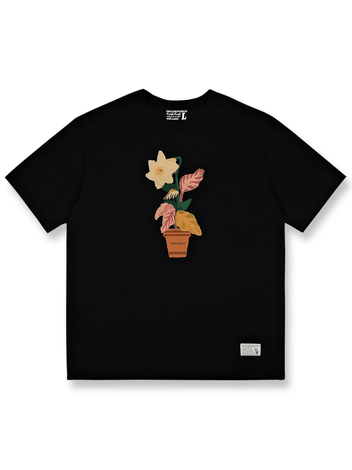 ウォーターカラープランツプリントTシャツ。