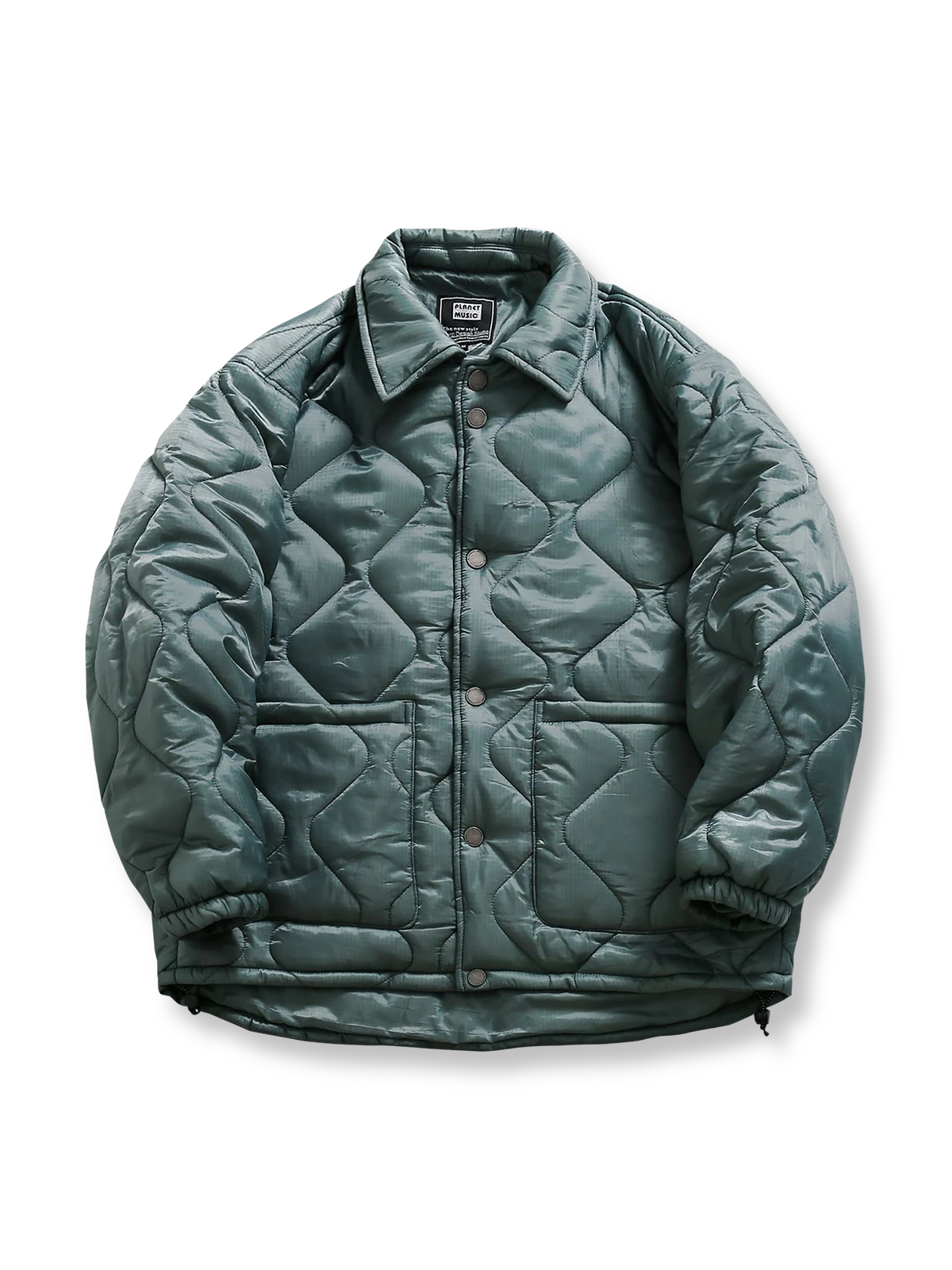 波型キルティングが特徴の中綿入りナイロンジャケット