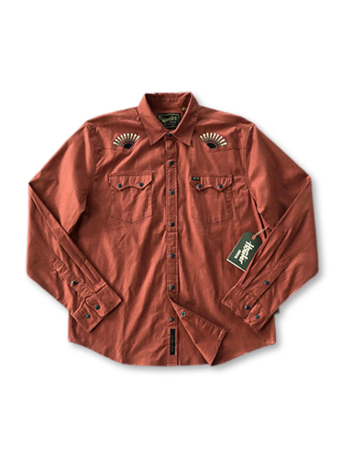 ターコイズボタンとナバホ刺繍が映えるウエスタンエンブロイダリーシャツ