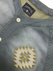 ウエスタンナバホ刺繍ウォッシュドデニムシャツ