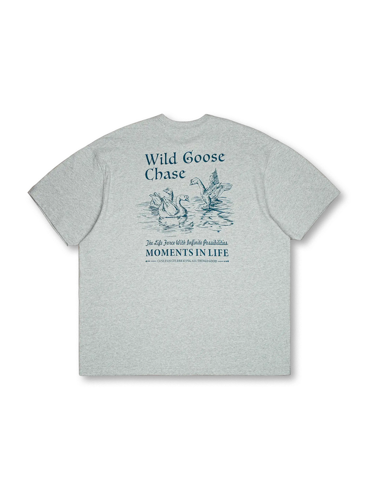 「WILD GOOSE CHASE」プリントが特徴のアメリカンヴィンテージ風100%コットンTシャツ。快適で耐久性に優れた一着。
