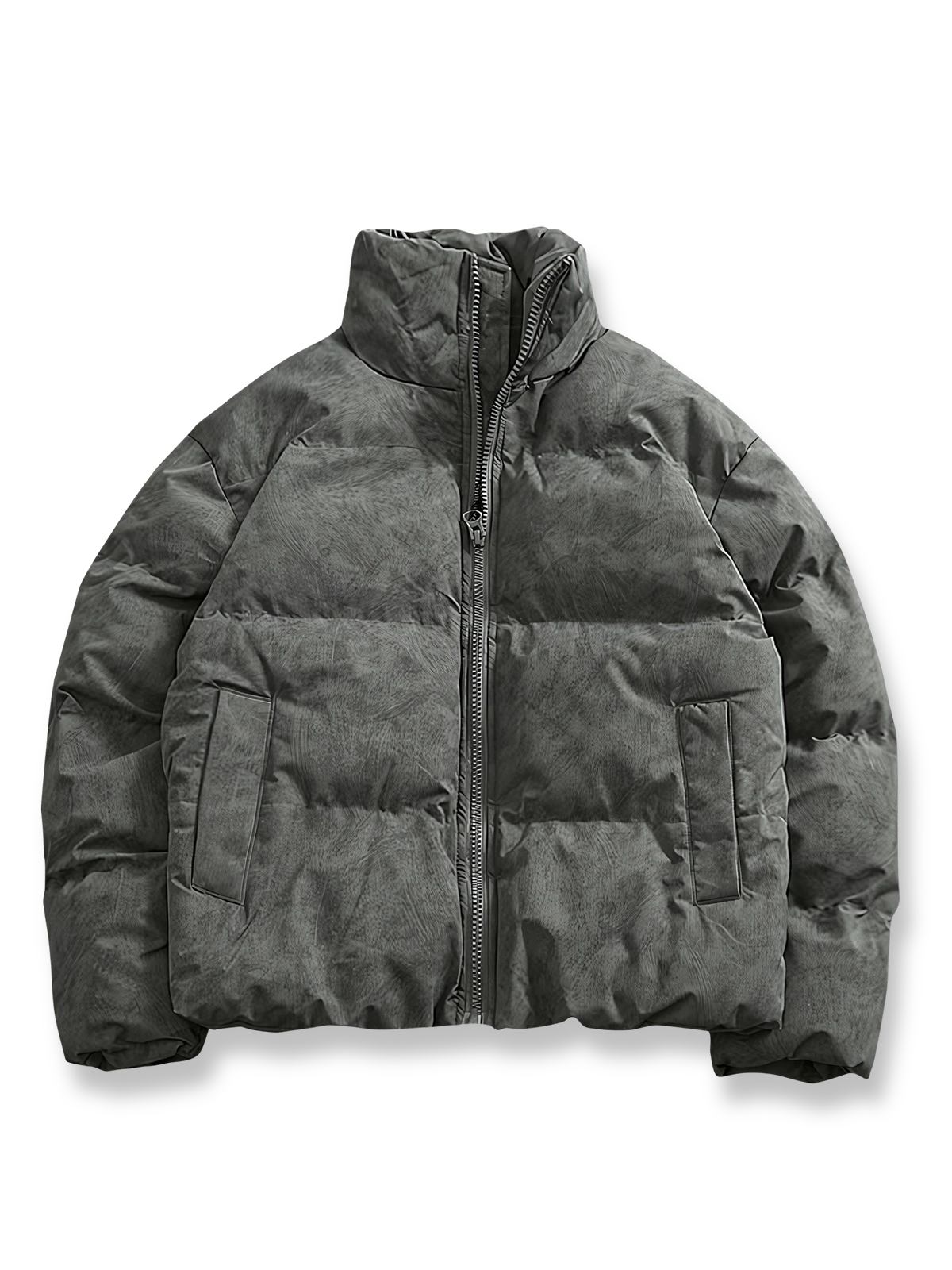 防風コーティングとジャカード柄を備えたスタンドカラーデザインの中綿ジャケット